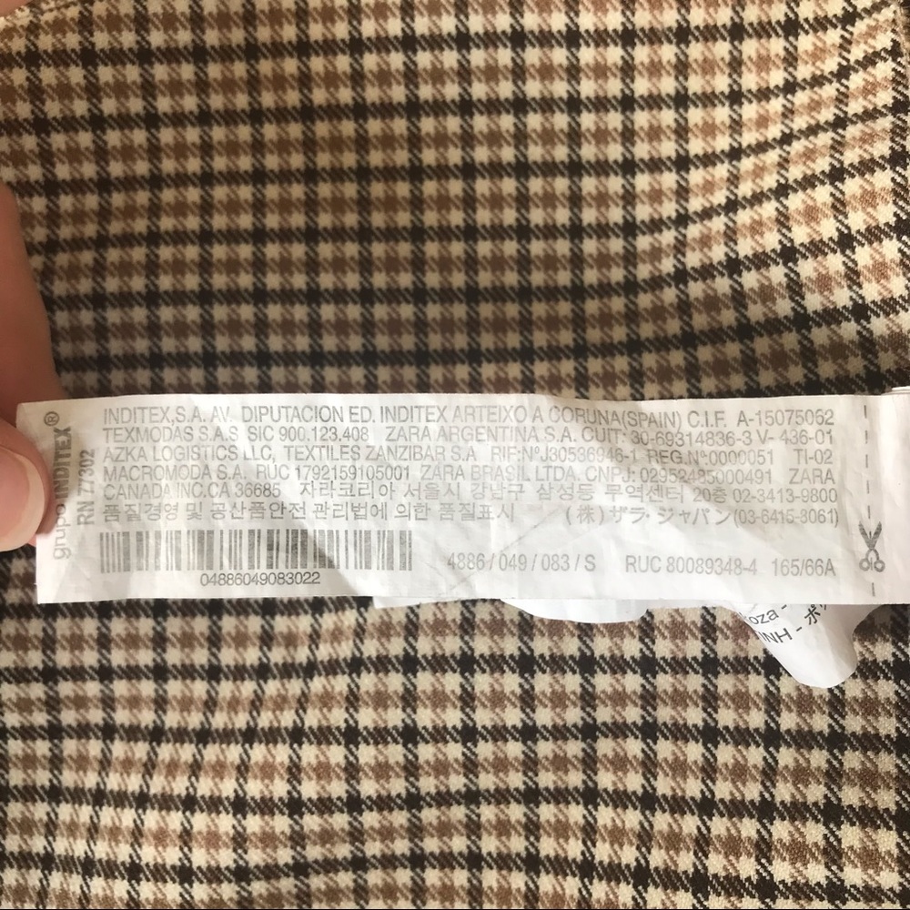 Zara Woman Sml High Waisted Button Side Fishtail Asymmetrical Skirt Plaid - Picture 11 of 11